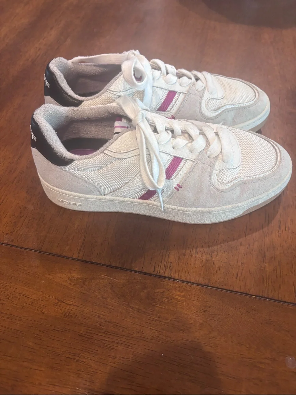 Anthropologie Hoff White Athletic Sneakers with Purple Stripe